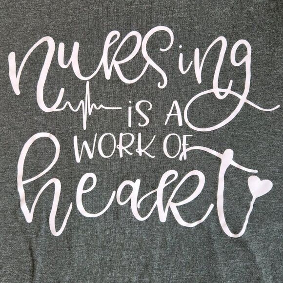 Bella Canvas gray white nursing is a work of heart short sleeve t shirt sz S - Picture 7 of 11